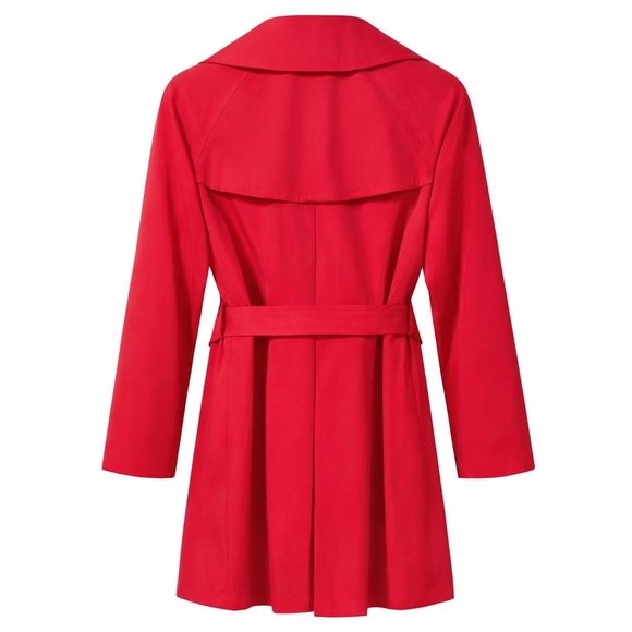 London Fog Women's Vibrant Red Trench Coat - Picture 3 of 5